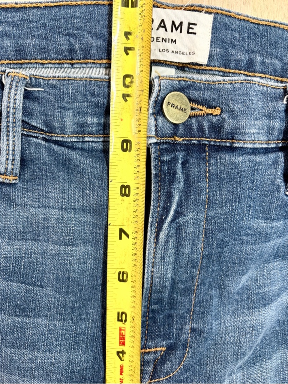 FRAME Le High Flare Jeans in Columbus Wash Size 31 High Rise Stretch long - Picture 9 of 11